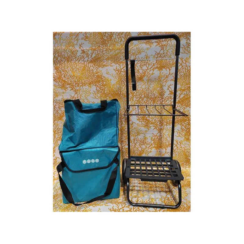 Poussettes De Marché | Chariots Et Paniers Isothermes-SIDEBAG Chariot double MODULO Poussette de marché de courses 2 roues Bleu canard
