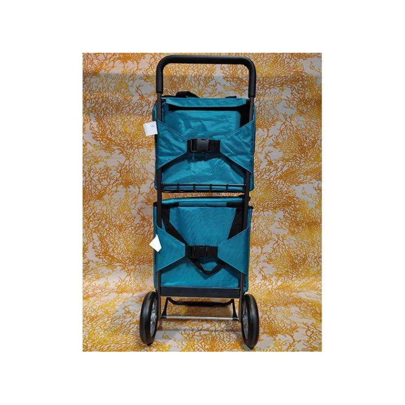 Poussettes De Marché | Chariots Et Paniers Isothermes-SIDEBAG Chariot double MODULO Poussette de marché de courses 2 roues Bleu canard