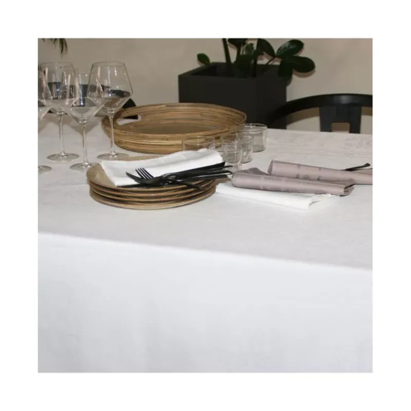 Nappe Table Rectangulaire-Sud Etoffe CHATEAURENARD Nappe jacquard polyesther damassé 200X150 Blanc