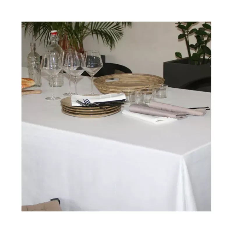 Nappe Table Rectangulaire-Sud Etoffe CHATEAURENARD Nappe jacquard polyesther damassé 200X150 Blanc