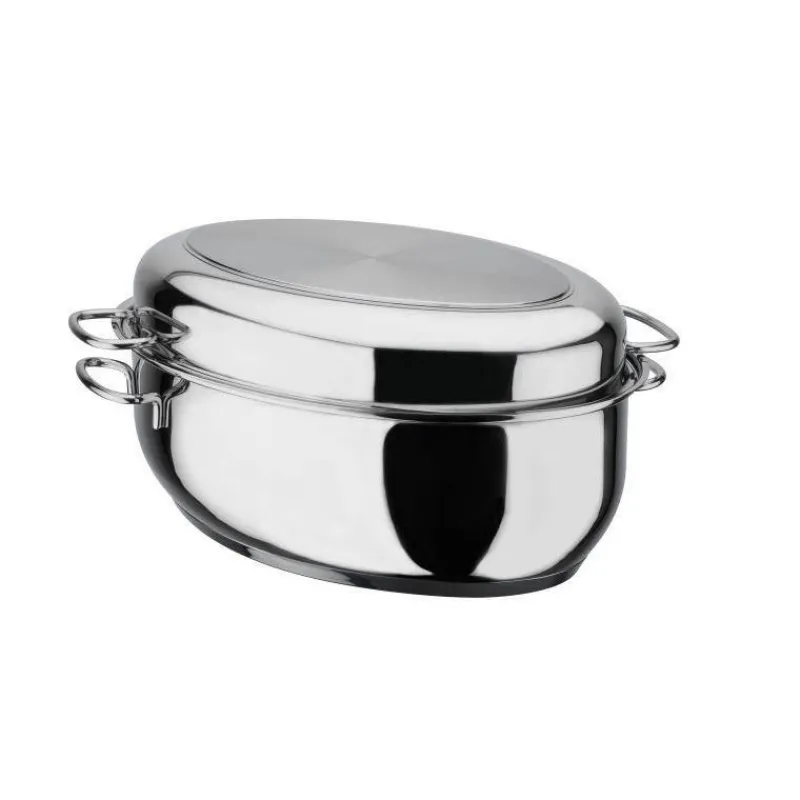 Daubières Et Rôtissoires-GSW Cocotte Daubière Double Rôtissoire Inox Induction 38 x 25