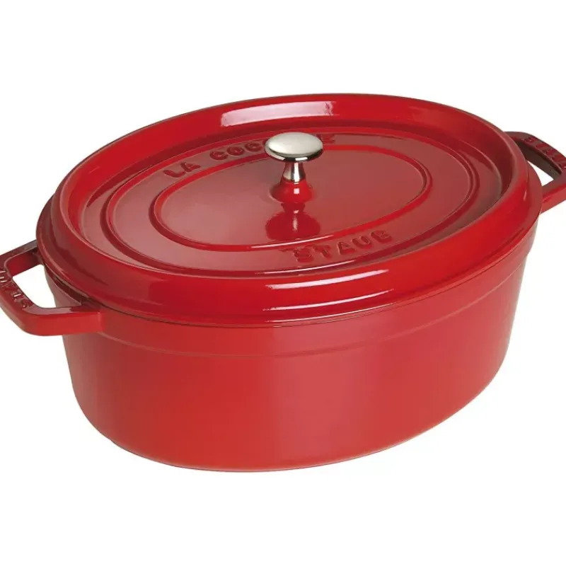 Cocottes Staub | Cocottes En Fonte Traditionnelle-STAUB Cocotte en fonte Emaillée Ovale Rouge CERISE D33 6.5L