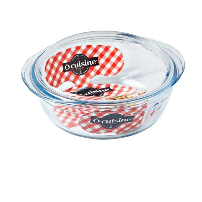 Plats En Verre | Plats À Rôtir Et Gratins-La Casserolerie Cocotte en verre avec couvercle ronde 3 L O Cuisine France