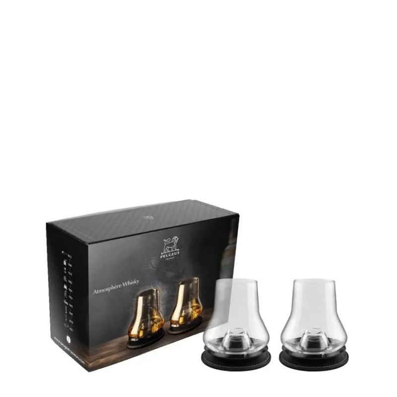 Verres À Whisky | Verres À Alcool Et Spiritueux-PEUGEOT COFFRET ATMOSPHERE 2 verres à Dégustation à Whisky + socle rafraichisseur + dessous de verre  noir mat