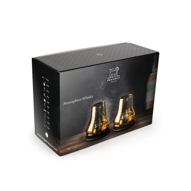 Verres À Whisky | Verres À Alcool Et Spiritueux-PEUGEOT COFFRET ATMOSPHERE 2 verres à Dégustation à Whisky + socle rafraichisseur + dessous de verre  noir mat
