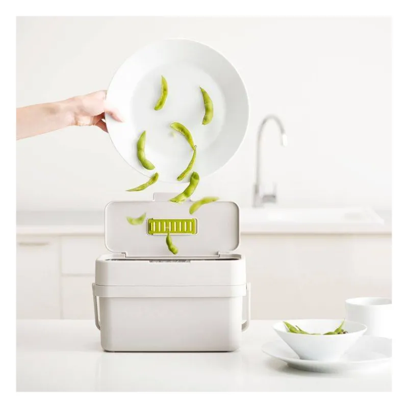 Poubelles De Tri Sélectif | Compost-Joseph Joseph COMPO Poubelle de cuisine Tri Sélectif Seau à compost 4 L Blanc pierre