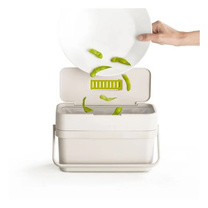 Poubelles De Tri Sélectif | Compost-Joseph Joseph COMPO Poubelle de cuisine Tri Sélectif Seau à compost 4 L Blanc pierre