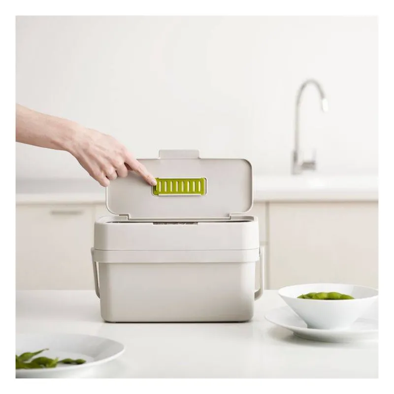 Poubelles De Tri Sélectif | Compost-Joseph Joseph COMPO Poubelle de cuisine Tri Sélectif Seau à compost 4 L Blanc pierre