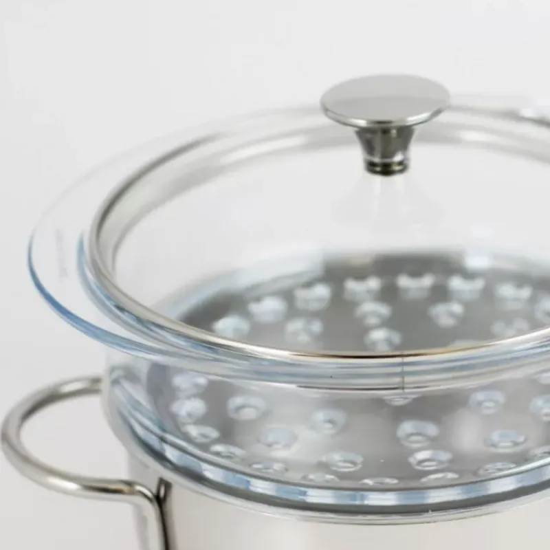 Faitouts | Paniers Et Inserts Vapeur-CRISTEL COOKWAY Master Faitout Inox avec Cuit Vapeur verre et Couvercle D20 by