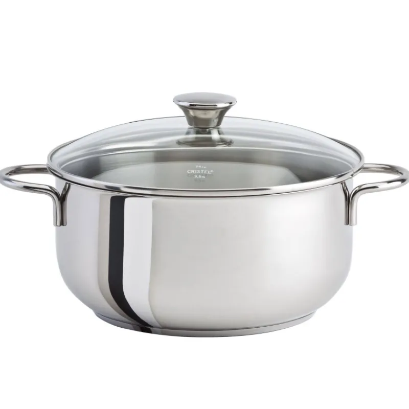 Faitouts-CRISTEL COOKWAY Master Faitout Inox Couvercle verre cerclé inox D20 by