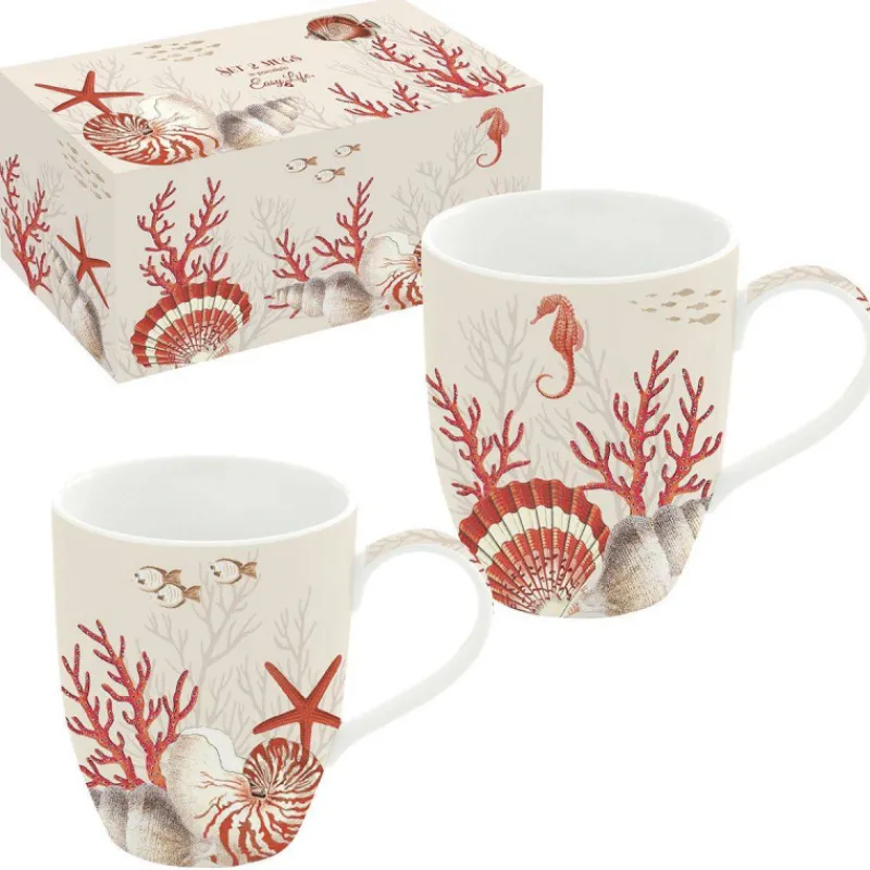 Mugs-Easy Life CORAL REEF coffret 2 mugs 35cl en porcelaine