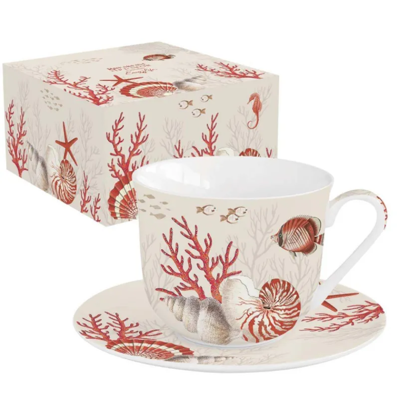 Tasses-Easy Life CORAL REEF coffret déjeuner 40 cl en porcelaine