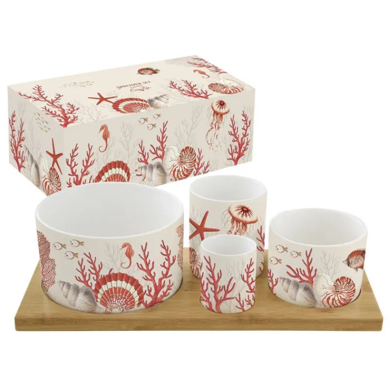 Coupelles Apéritives-Easy Life CORAL REEF set apéritif 4 coupelles en porcelaine