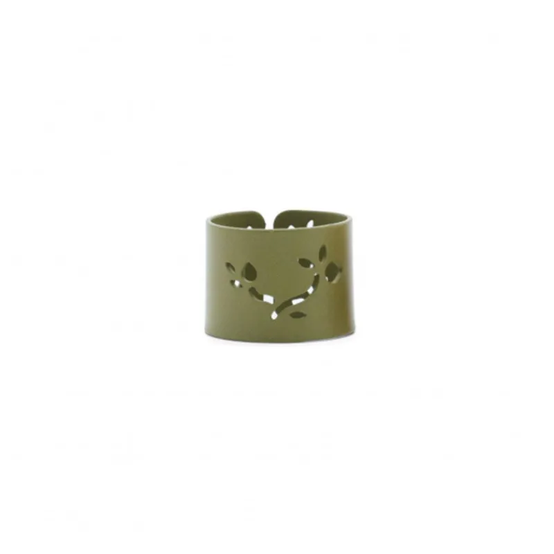 Ronds De Serviettes-Pebbly COSY Rond de serviette en acier D4.5 cm Vert Kaki