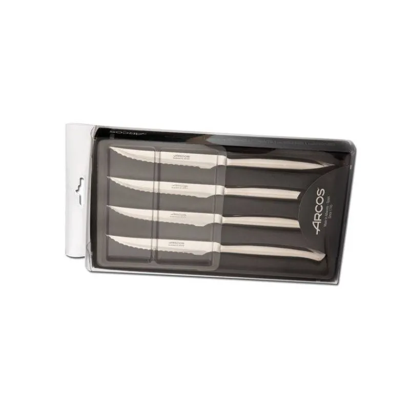 Couteaux À Steak | Couteaux-ARCOS Couteau à Steak tout inox lame microdentée 11 cm - boite de 4