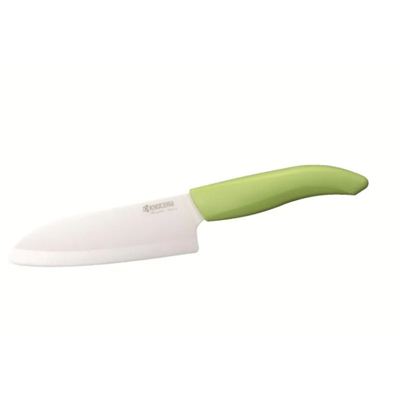 Couteaux Santoku | Couteaux Céramiques-KYOCERA Couteau SANTOKU céramique lame blanche 14 cm manche vert