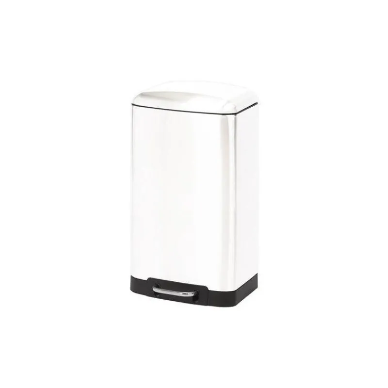 Poubelles À Pédale-DUETT CUBO Poubelle de cuisine rectangulaire à pédale 30 L Métal Blanc