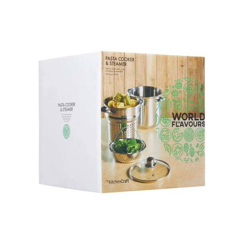 Cuit Pâtes | Marmites Et Traiteurs-Kitchen Craft Cuiseur Multifonctions Vapeur Pâtes Marmite Inox avec Couvercle verre D20 4L