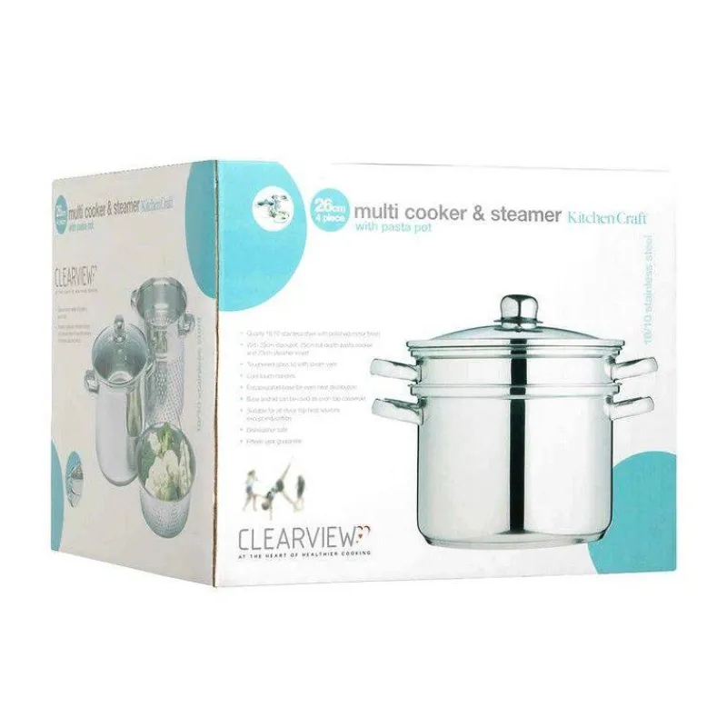 Cuit Pâtes | Marmites Et Traiteurs-Kitchen Craft Cuiseur Multifonctions Vapeur Pâtes Marmite Inox 26cm 7,5 L + Couvercle SC