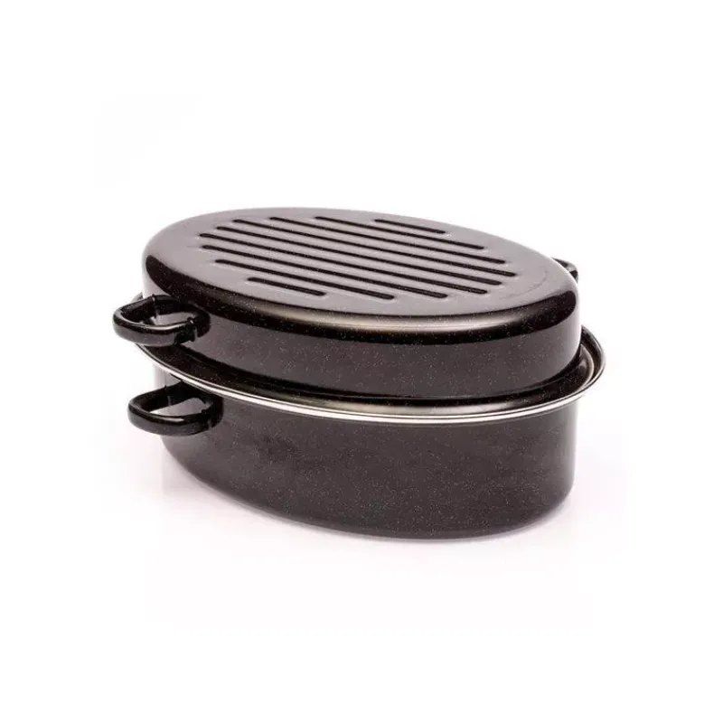 Daubières Et Rôtissoires-BAUMALU DAUBIERE Rôtissoire Cocotte Roaster ovale Acier Emaillé NOIR D42
