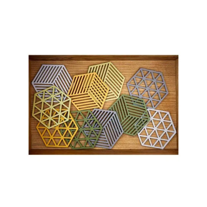 Dessous De Plats Souples Et Silicone-ZONE Dessous de Plat Silicone Hexagone Jaune Abricot