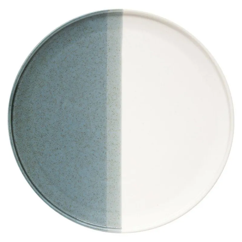 Assiettes Plates-Easy Life DOUBLE Assiette plate en porcelaine Easylife Bleu/Vert et Blanc D26