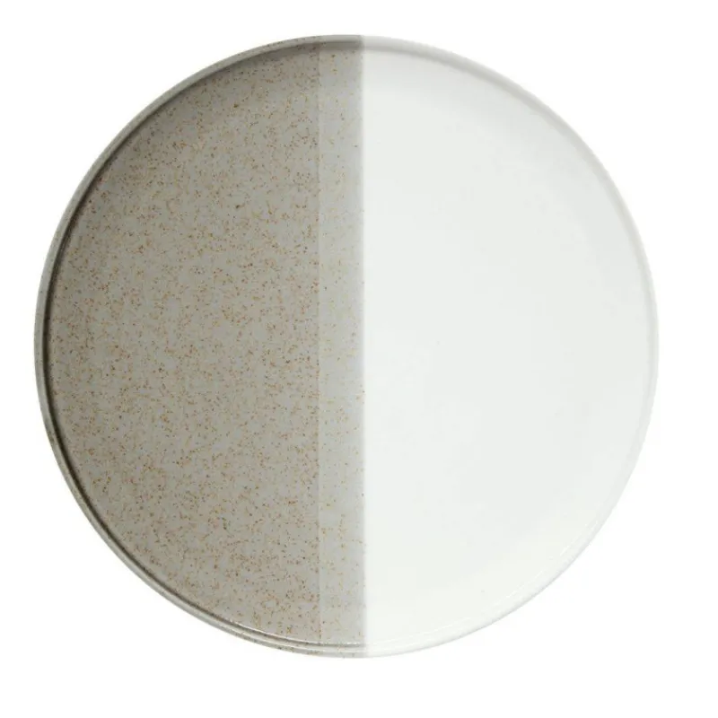 Assiettes Plates-Easy Life DOUBLE Assiette plate en porcelaine Easylife Sable et Blanc D26