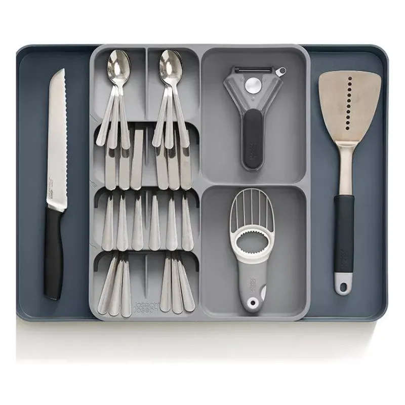 Rangement Pour Placards Tiroirs-Joseph Joseph Drawer Store Range couverts et ustensiles extensible pour tiroir Gris