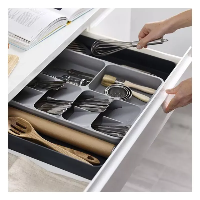 Rangement Pour Placards Tiroirs-Joseph Joseph Drawer Store Range couverts et ustensiles extensible pour tiroir Gris