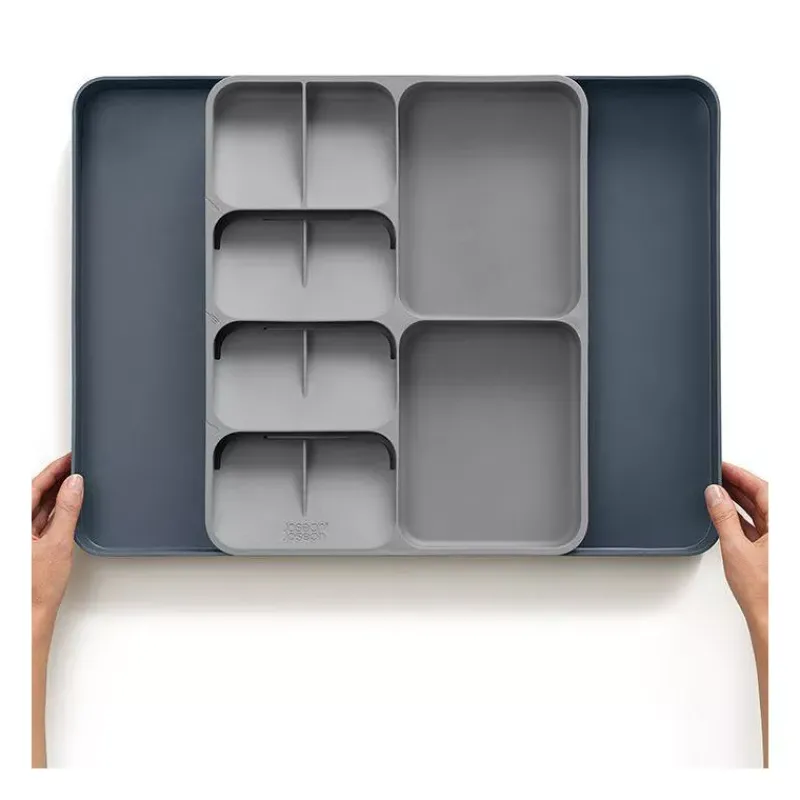 Rangement Pour Placards Tiroirs-Joseph Joseph Drawer Store Range couverts et ustensiles extensible pour tiroir Gris