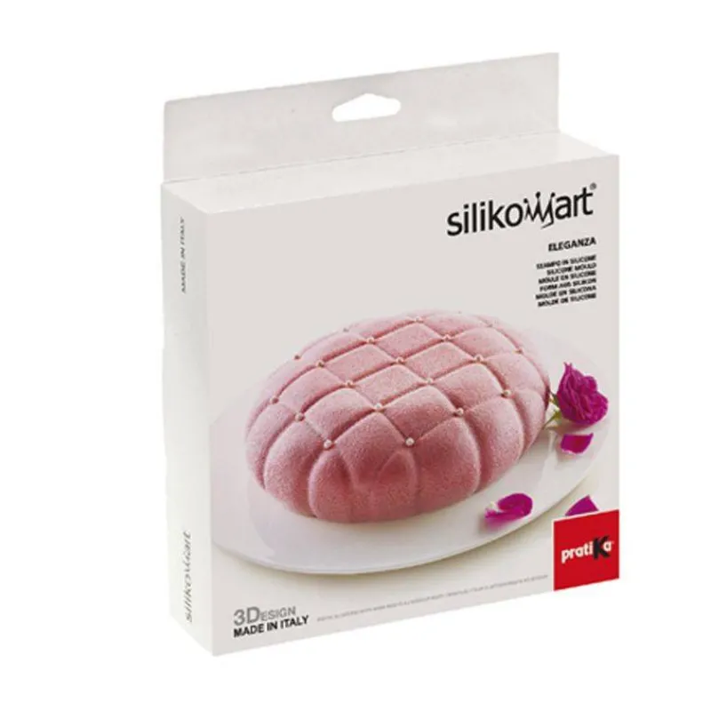 Moules Silikomart | Moules À Gâteaux Silicone-SilikoMart ELEGANZA Moule rond matelassé en silicone 3Design D22 cm