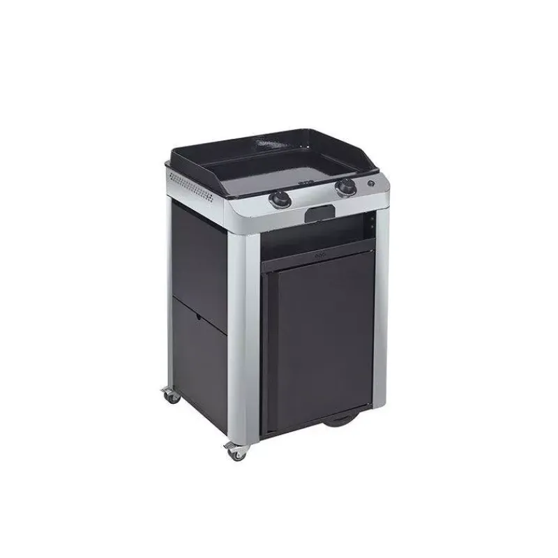 Plancha Eno | Plancha À Gaz-ENO Ensemble Plancha Gaz Fonte et Chariot Combo Fusion 60 Inox Nouveau Modèle