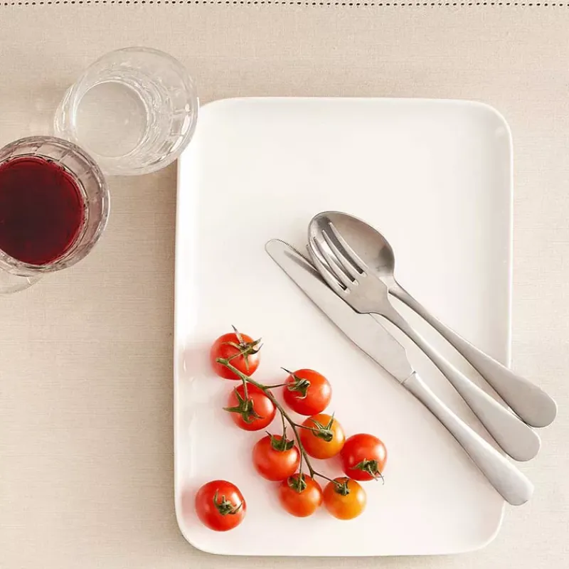 Assiettes Plates | Assiettes De Présentation-PORCELLANA BIANCA ESSENZIALE New Age Assiette plate rectangulaire en porcelaine 30x22 cm