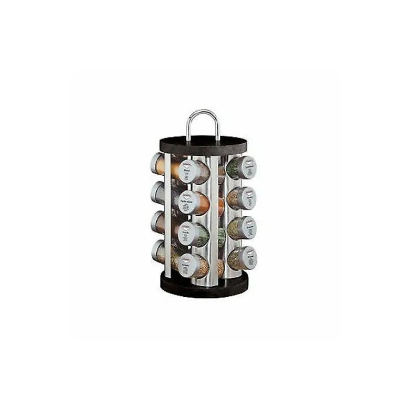 Rangements À Épices-KUCHENPROFI Etagère Caroussel 16 épices base bois Noir