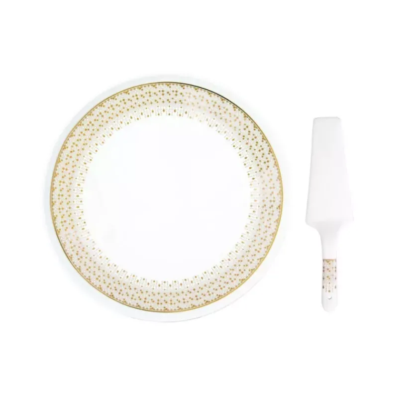 Plats À Gâteaux-Easy Life FESTIVE Plat à tarte D32 cm avec pelle en porcelaine