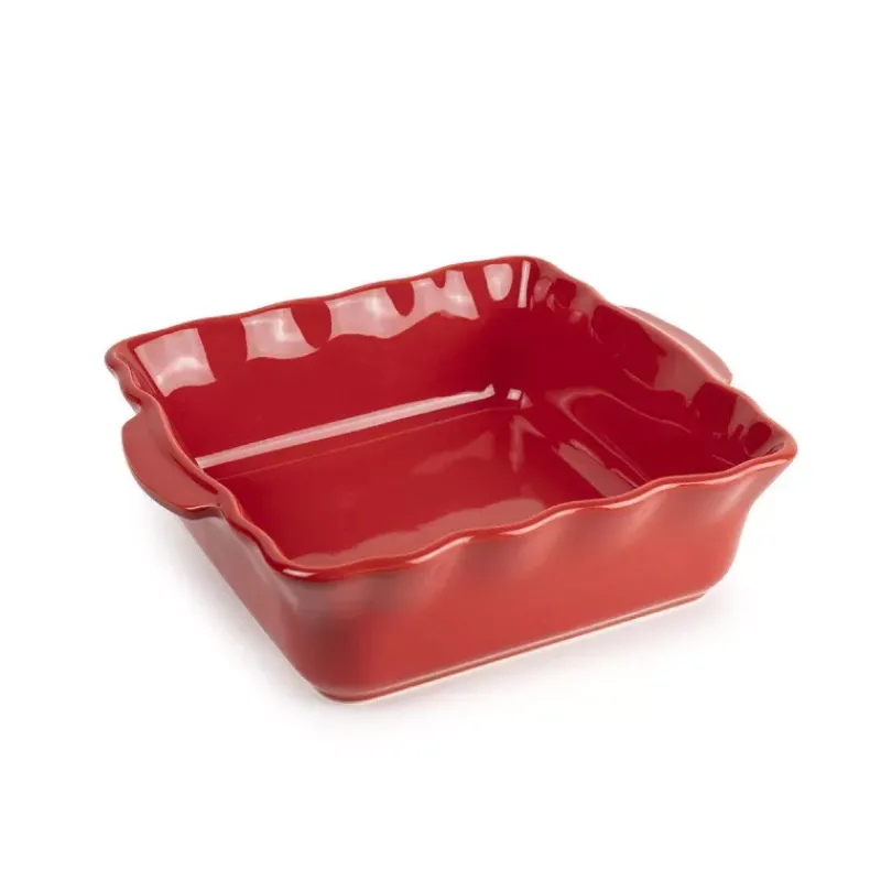 Plats À Rôtir Et Gratins-Esprit de Cuisine FESTONNEE Plat à Four en Céramique Carré 23 cm BRETAGNE CERAMIQUE INDUSTRIE Rouge saveur