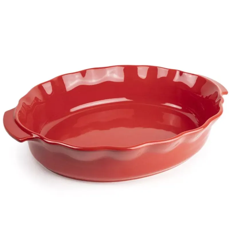 Plats À Rôtir Et Gratins-Esprit de Cuisine FESTONNEE Plat à Four en Céramique ovale 38 cm BRETAGNE CERAMIQUE INDUSTRIE Rouge saveur