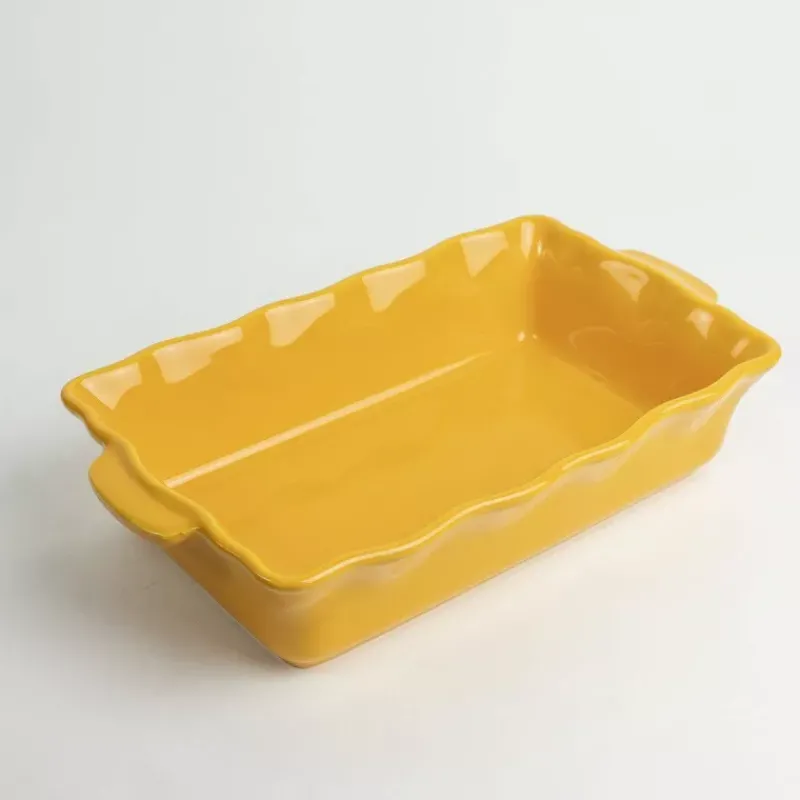 Plats À Rôtir Et Gratins-Esprit de Cuisine FESTONNEE Plat à Four en Céramique rectangle 25x15 BRETAGNE CERAMIQUE INDUSTRIE Jaune safran