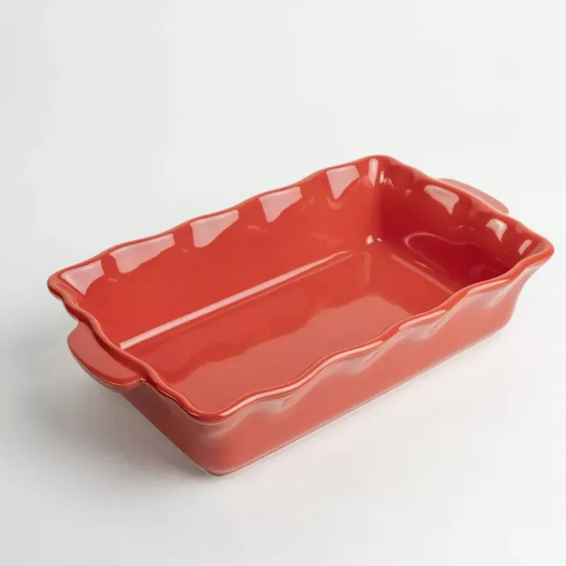 Plats À Rôtir Et Gratins-Esprit de Cuisine FESTONNEE Plat à Four en Céramique rectangle 36x21 BRETAGNE CERAMIQUE INDUSTRIE Rouge saveur