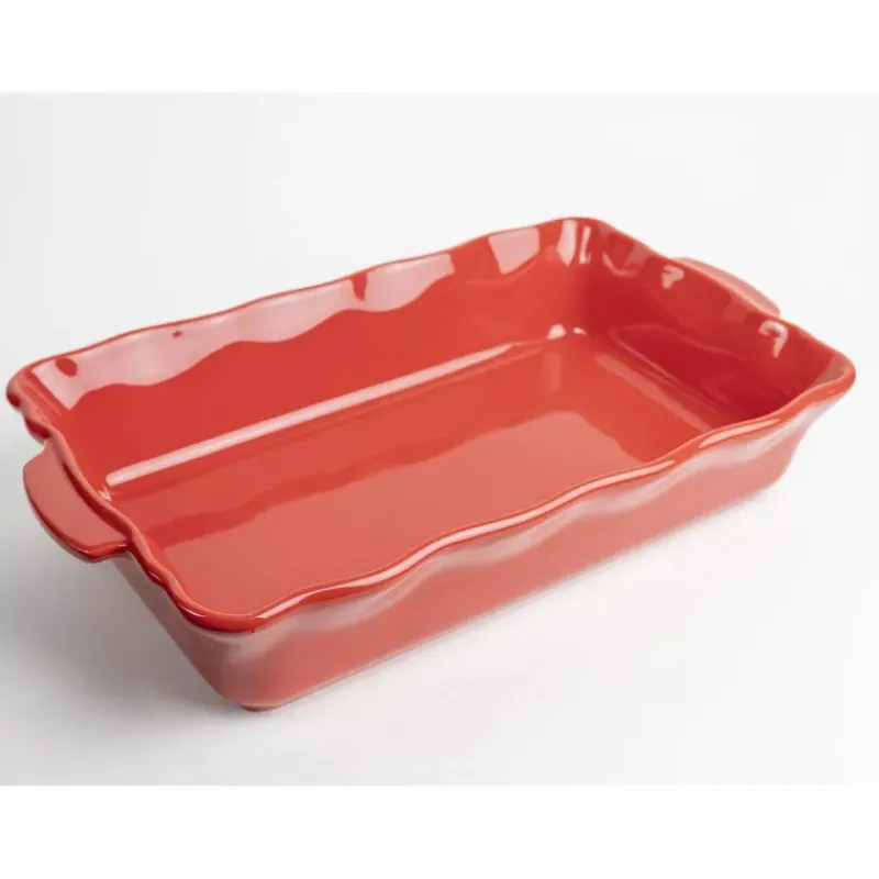 Plats À Rôtir Et Gratins-Esprit de Cuisine FESTONNEE Plat à Four en Céramique rectangle 40x25 BRETAGNE CERAMIQUE INDUSTRIE Rouge saveur