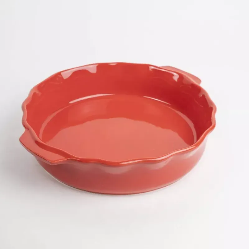Plats À Rôtir Et Gratins-Esprit de Cuisine FESTONNEE Plat à Four en Céramique Tourtière D 26.5 cm BRETAGNE CERAMIQUE INDUSTRIE Rouge saveur