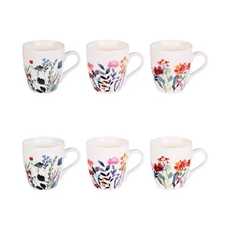 Tasses-TABLE PASSION FLOR Coffret Tasse Thé Café en porcelaine 23 cl - Les 6