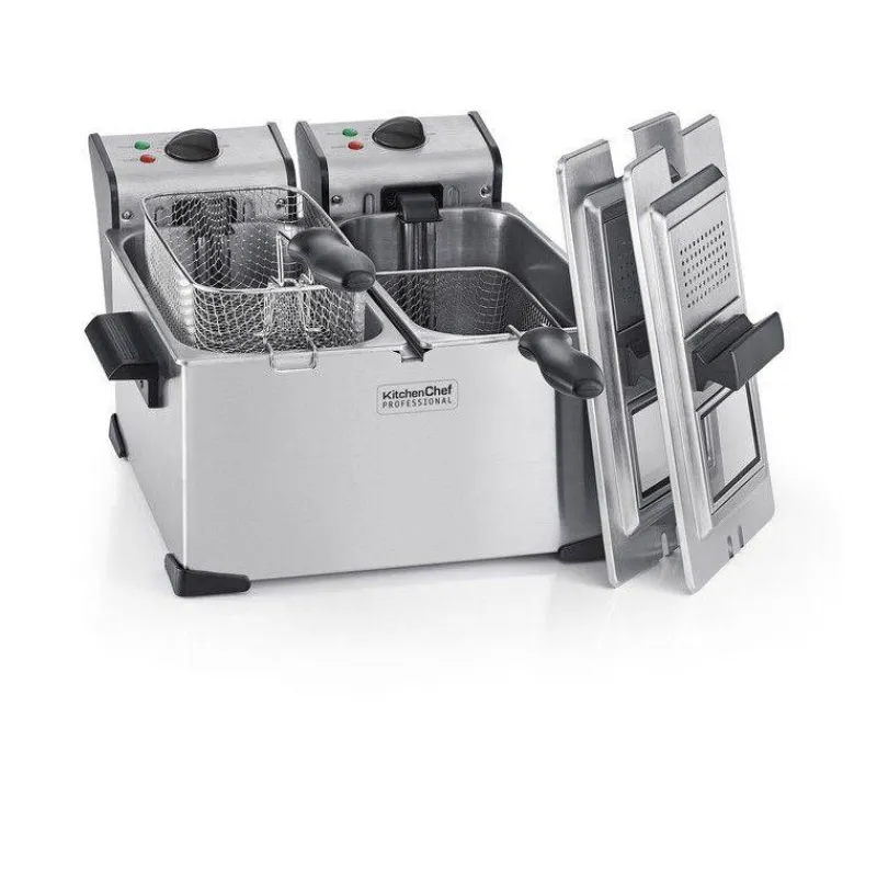 Friteuses Électriques | Friteuses Électriques-KitchenChef Friteuse électrique Type Pro Inox 2 Cuves
