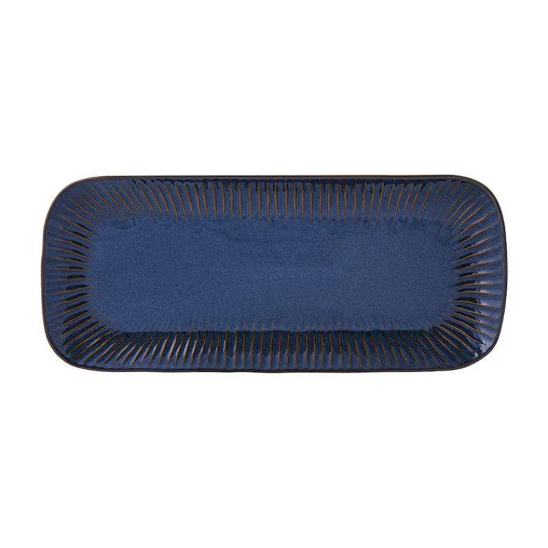Plats Ovales-Easy Life GALLERY Plat de service Cake Rectangulaire Porcelaine L36 Bleu