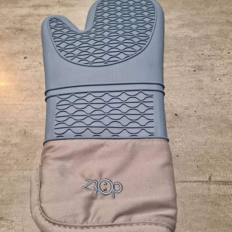 Gants Et Maniques-OXO Gant à four en coton et Silicone  DOTZ  Bleu et Gris