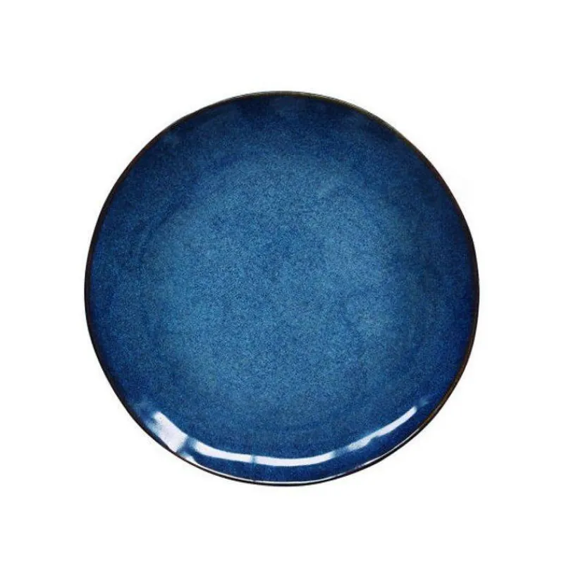 Assiettes Plates-Easy Life GENESIS BLUE Assiette Plate Ronde Grès Bleu 27.5 cm