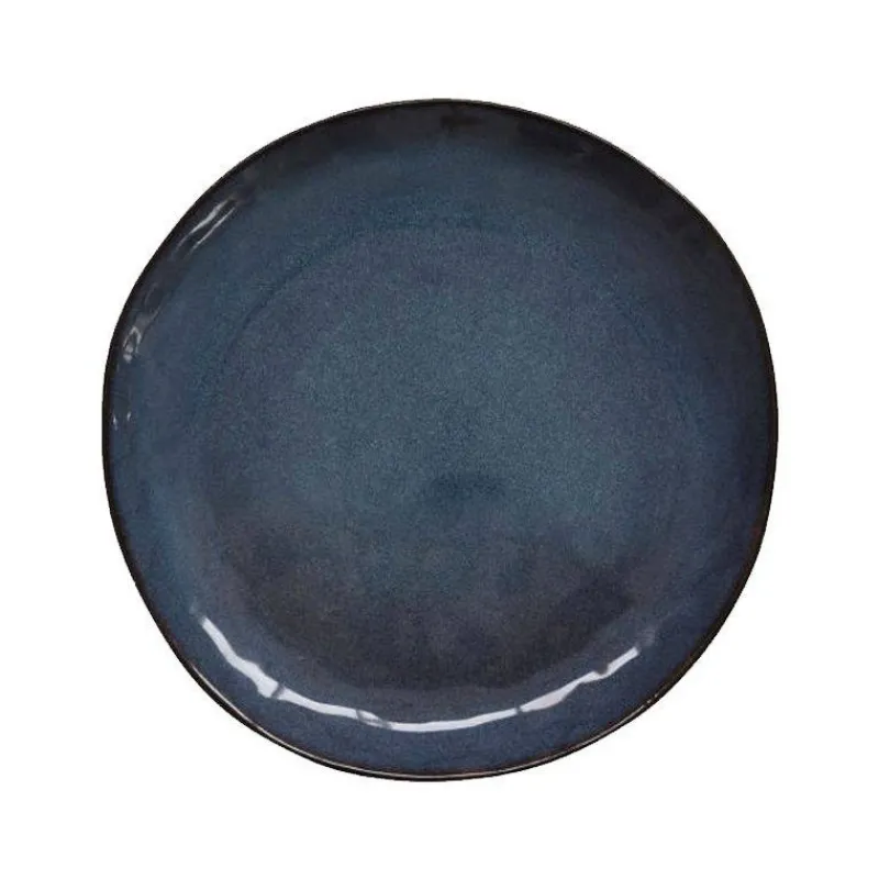 Assiettes Plates-Easy Life GENESIS BLUE Assiette Plate Ronde Grès Bleu 27.5 cm