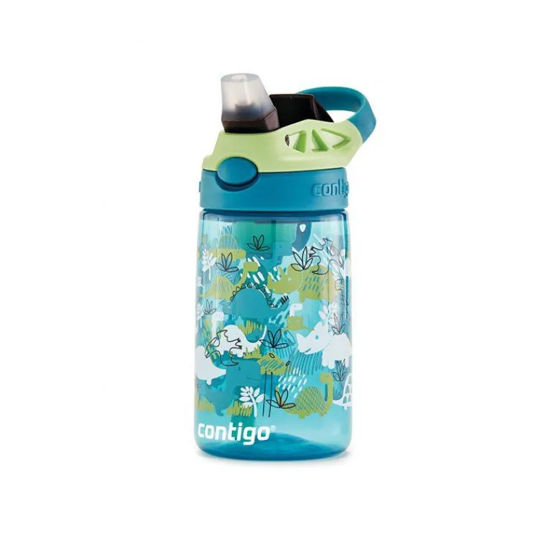 Gourdes | Verres Et Tasses Pour Enfants-Contigo GIZMO Flip Gourde enfant avec paille BLEU Dinosaure 420 ml