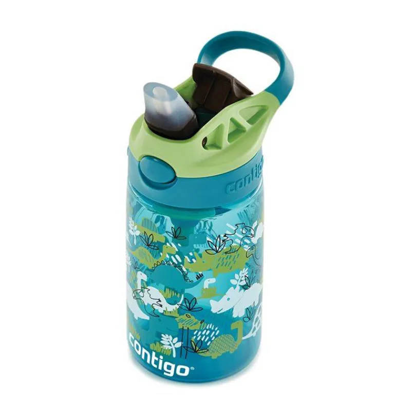 Gourdes | Verres Et Tasses Pour Enfants-Contigo GIZMO Flip Gourde enfant avec paille BLEU Dinosaure 420 ml