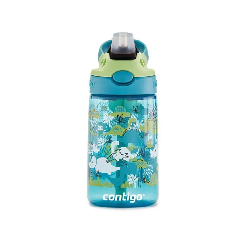 Gourdes | Verres Et Tasses Pour Enfants-Contigo GIZMO Flip Gourde enfant avec paille BLEU Dinosaure 420 ml